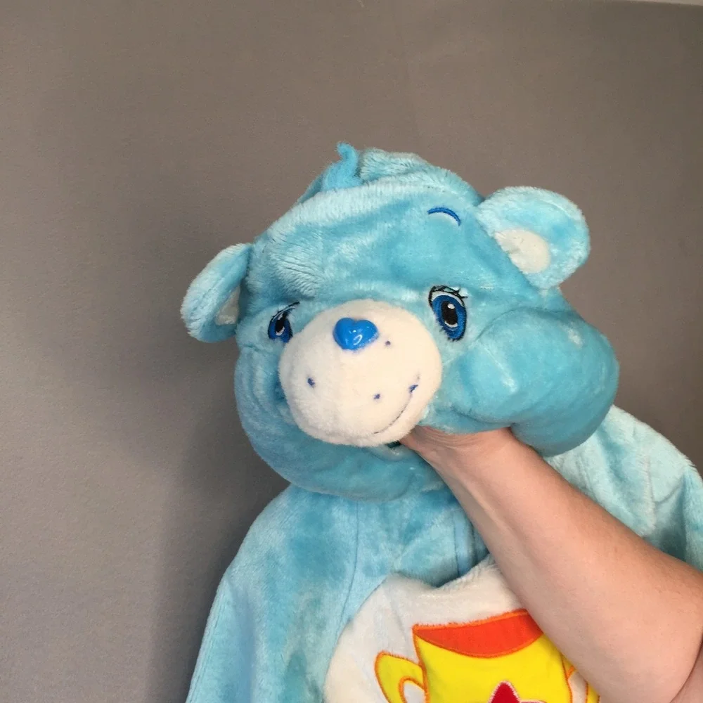 Care Bears Costume Kids 1-2 Years Blue Champ‎ Bear Hooded Fleece Vintage 2004